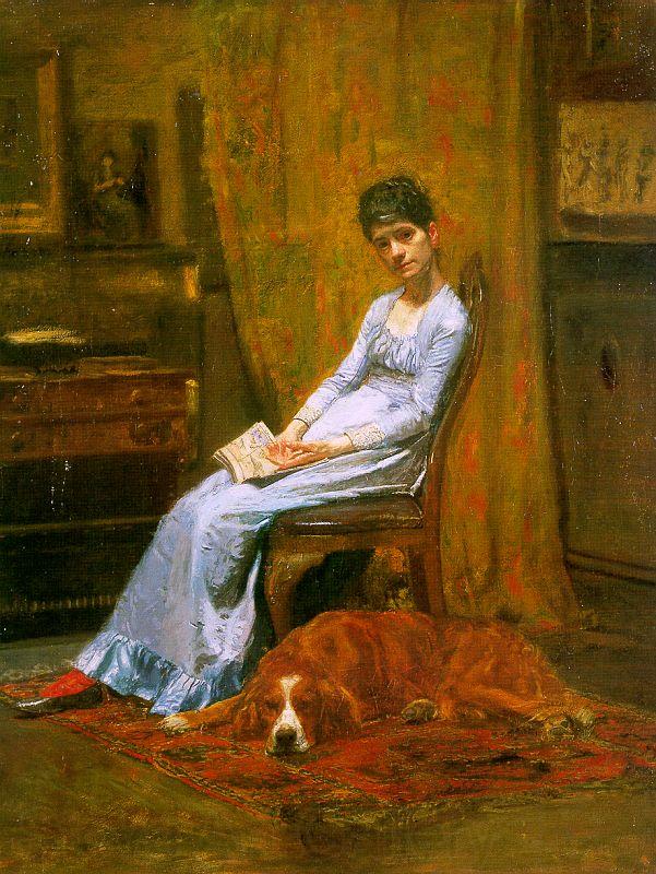 Thomas Eakins The Artist's Wife and his Setter Dog Norge oil painting art